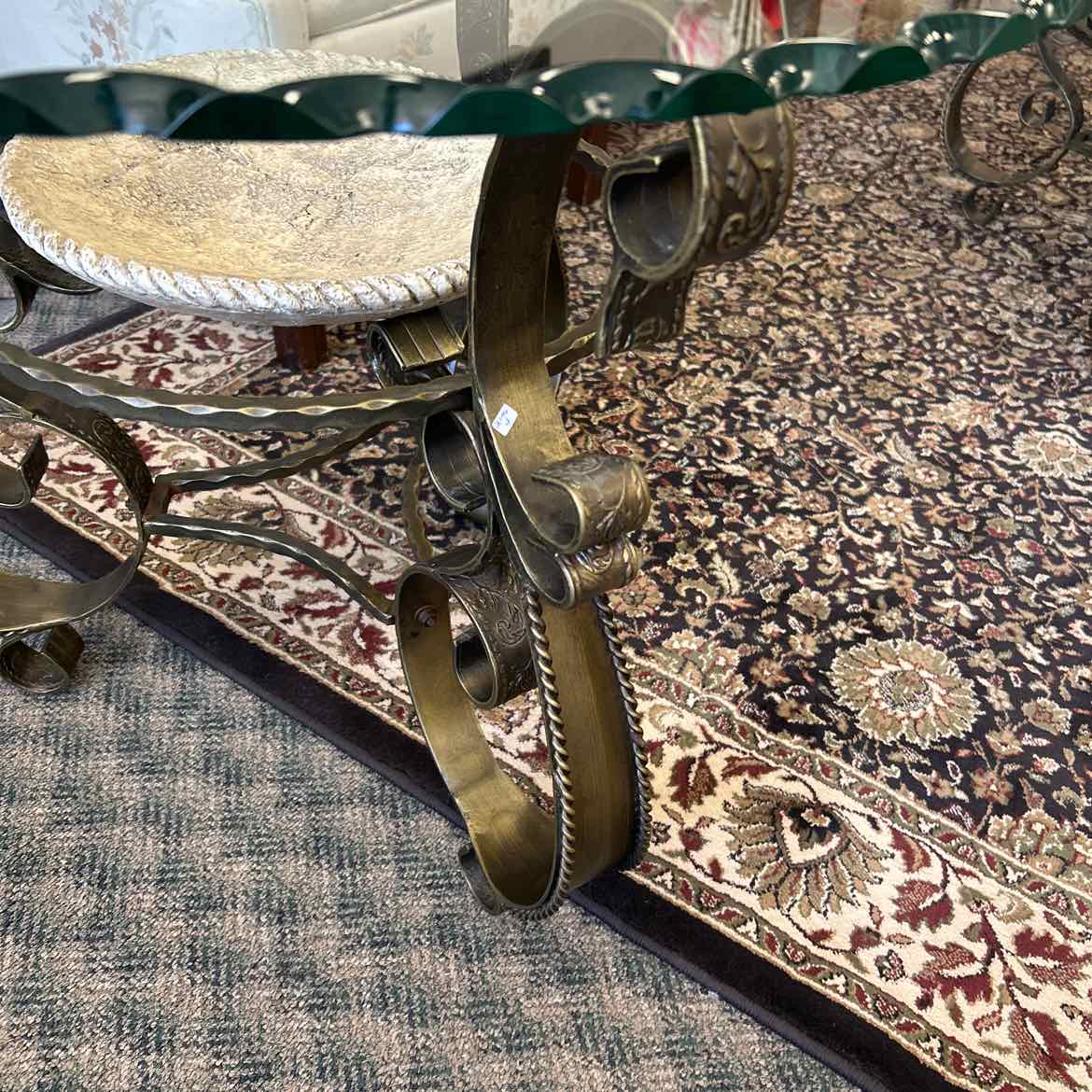 Bronze Metal End Table w/Glass Top