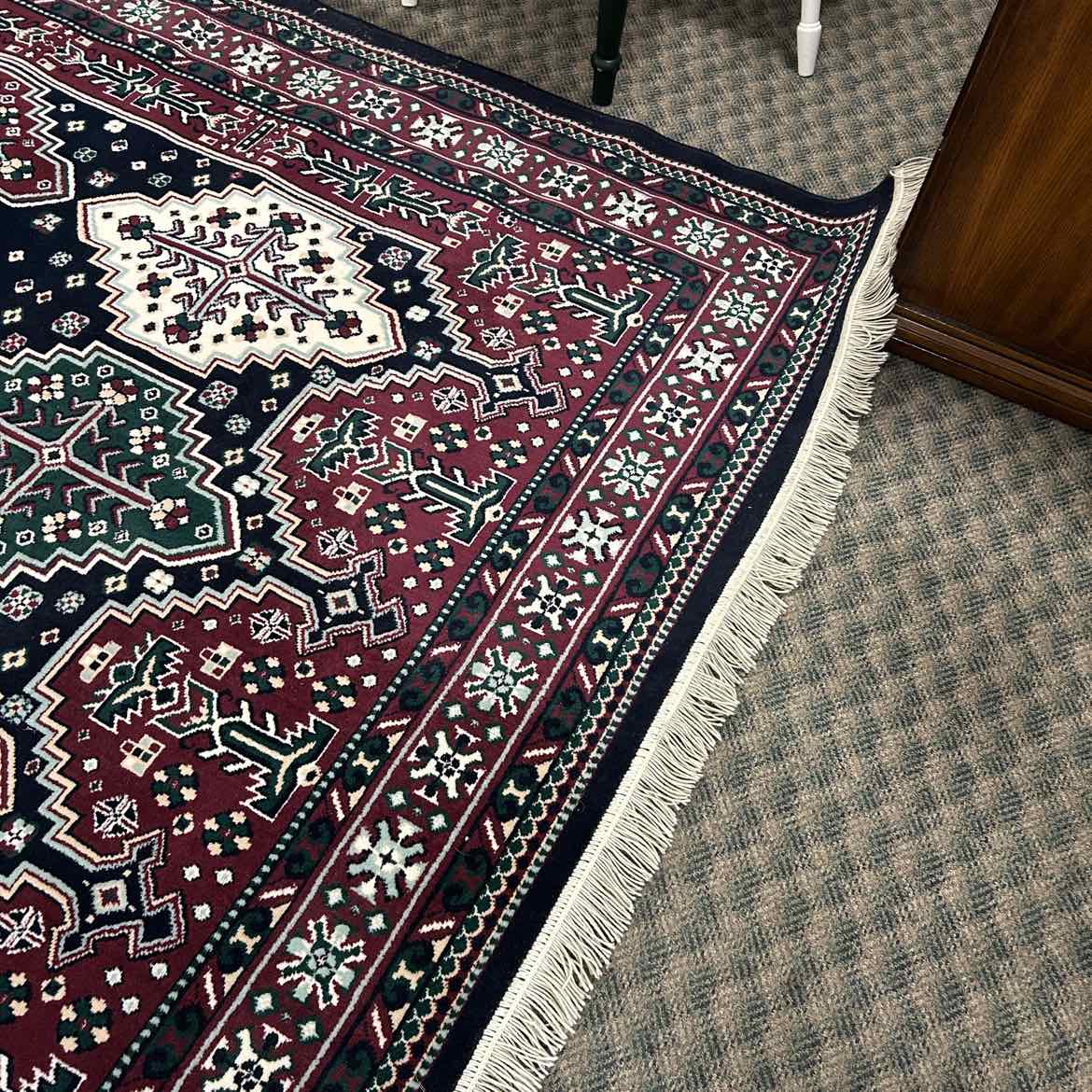 Navy/Burgundy/Green Patterned Rug