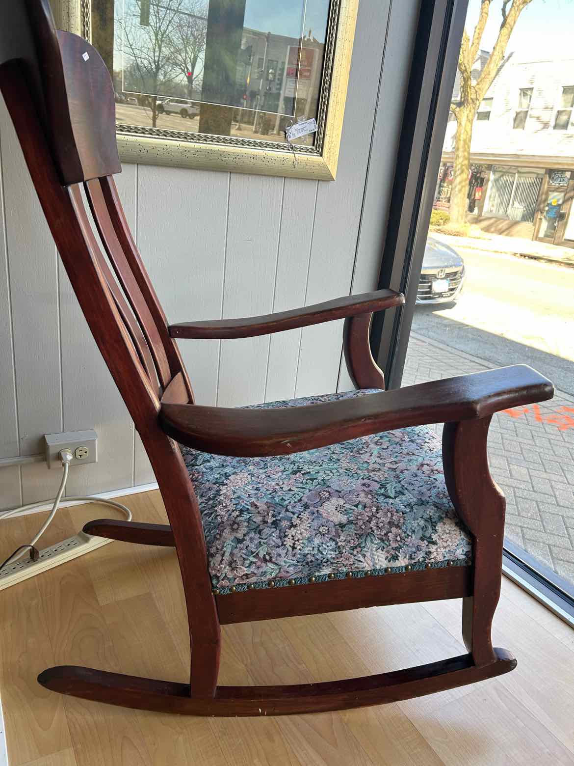 Wood Rocker w/Embroidered Seat