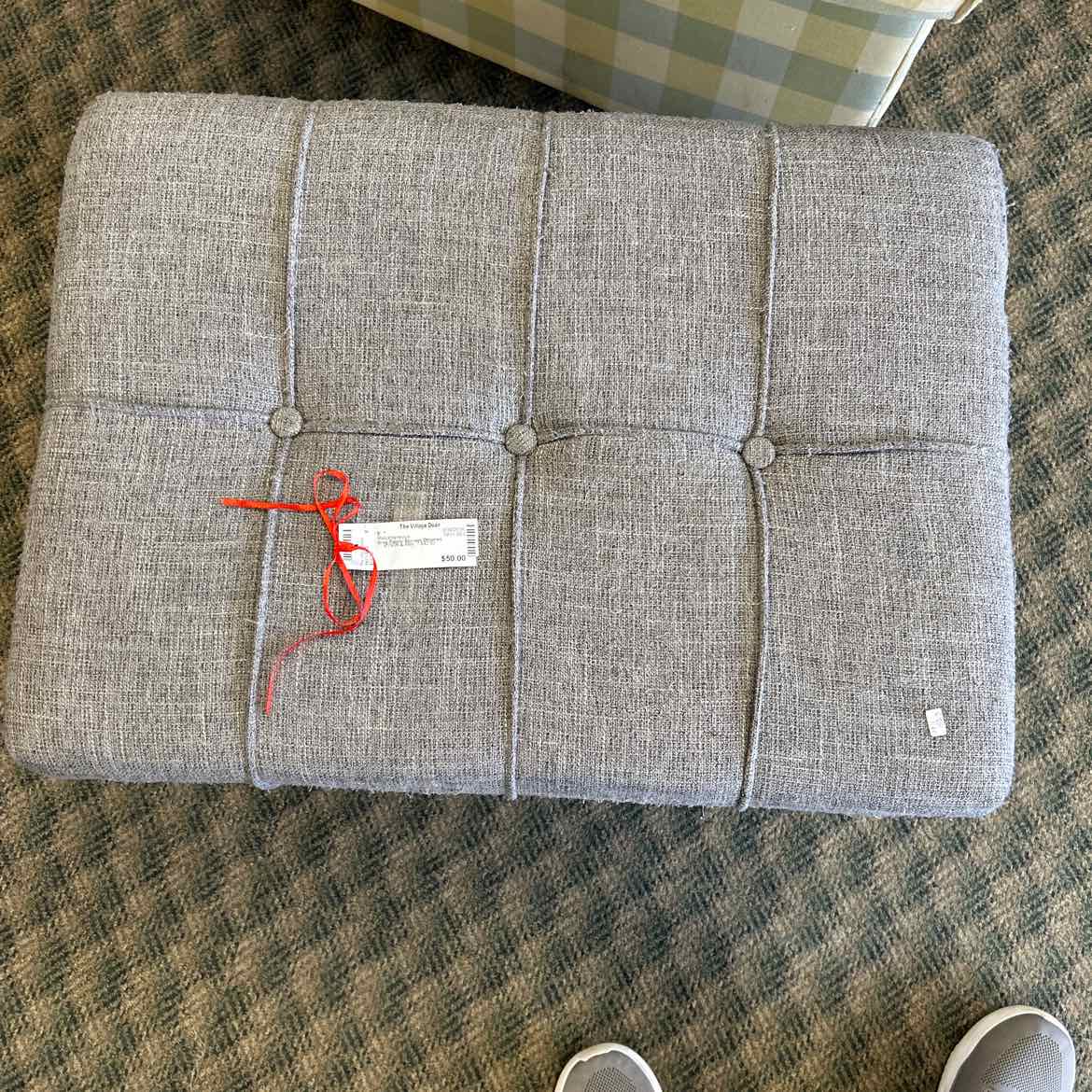 Grey Fabric Storage Ottoman