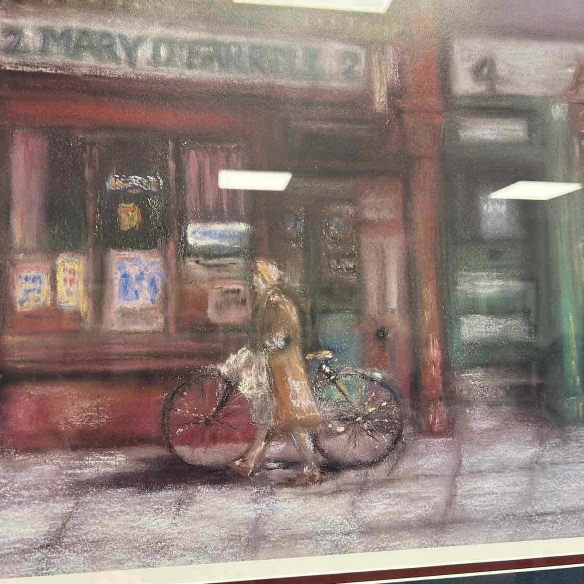 Lady w/Bike in Front of Shop