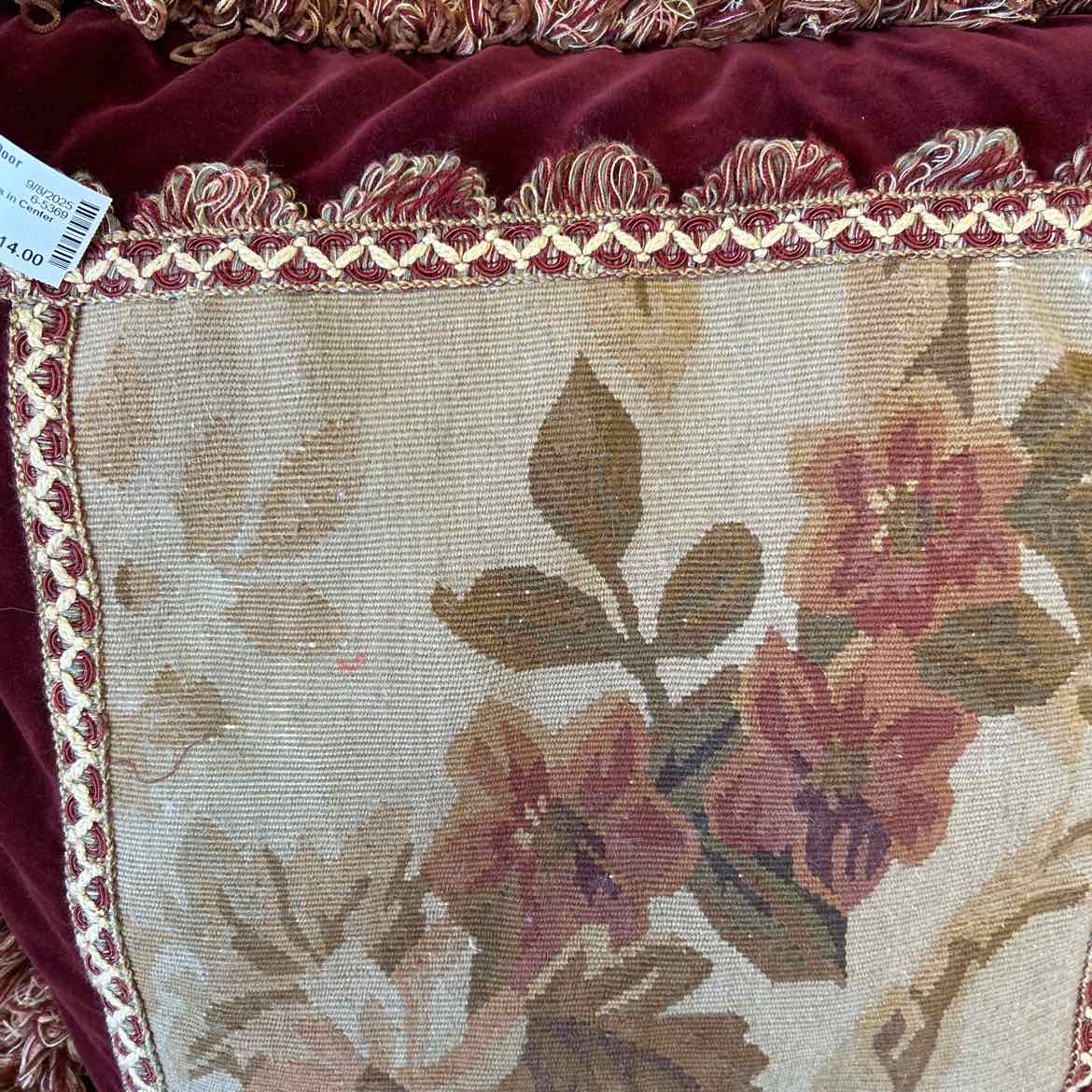 Tan & Rust Pillow w/Flowers in Center