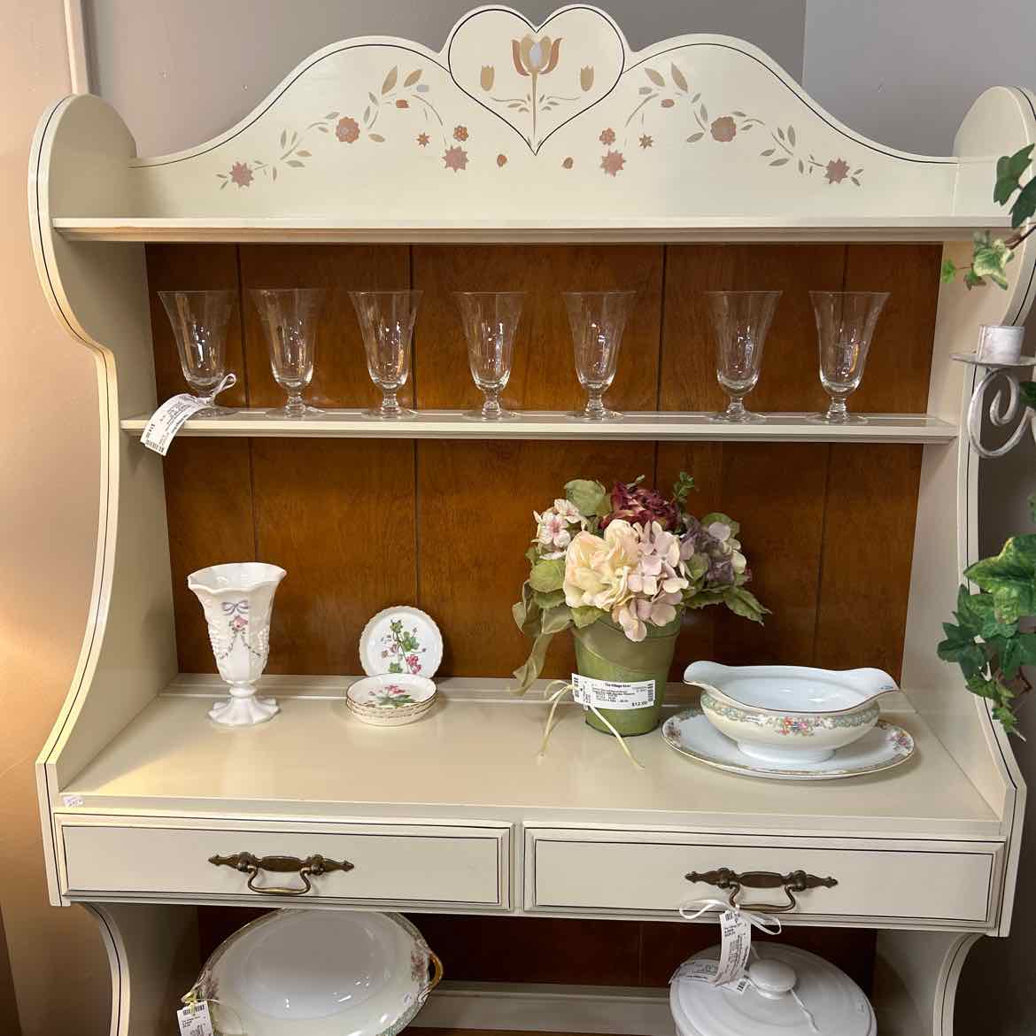 White Hutch w/Shelves & Drawers