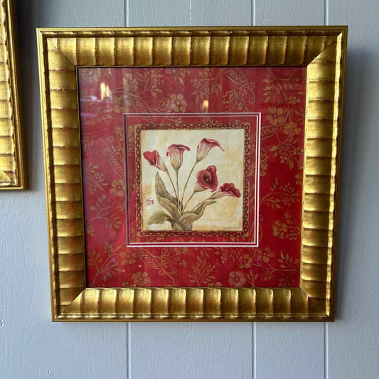 Red Flower in Gold Frame