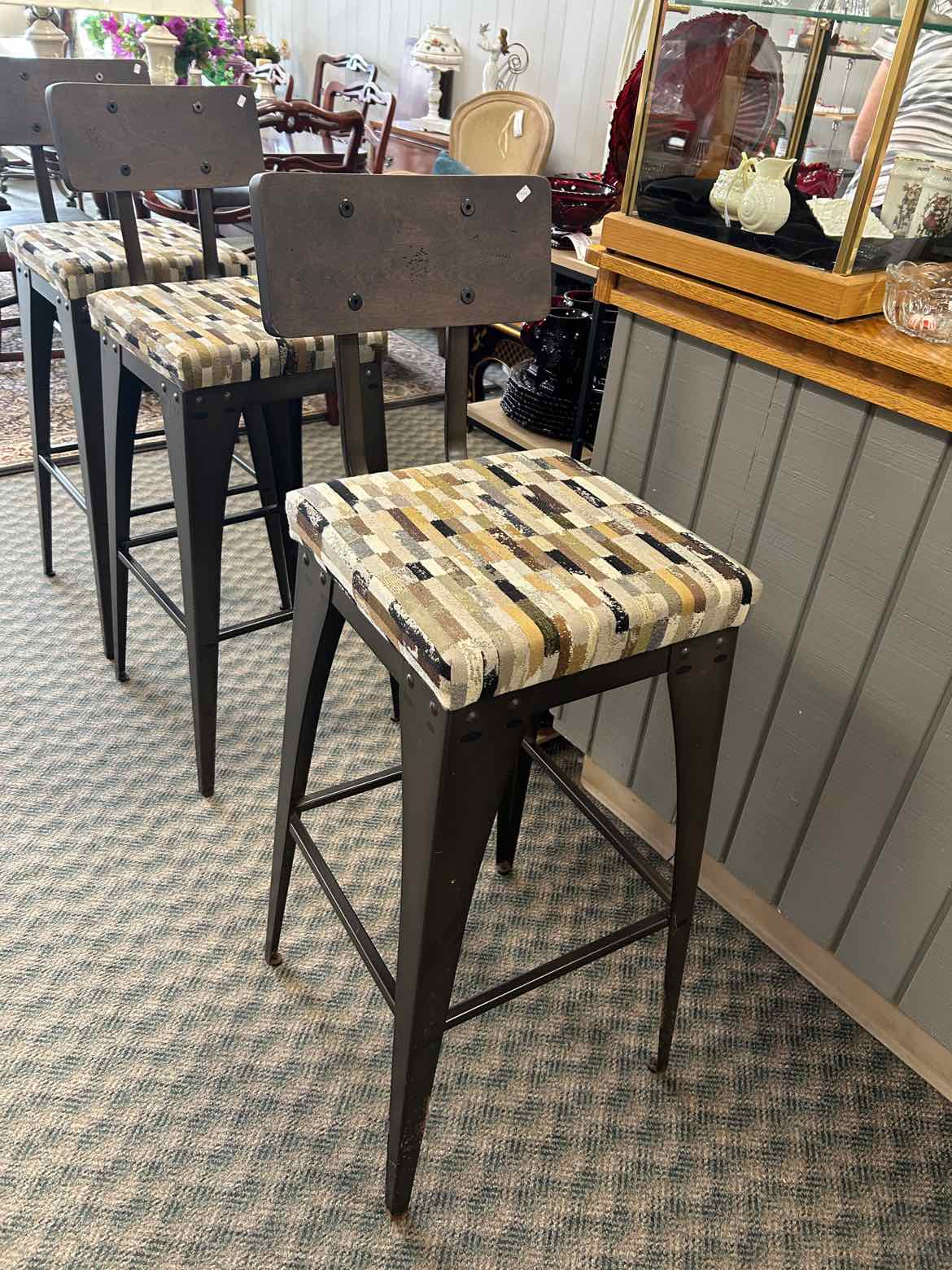 Tall Stool w/Brown/Black Seat