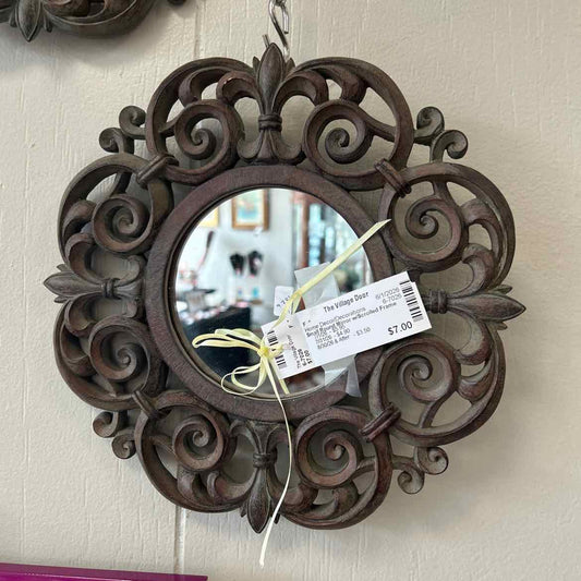 Small Round Mirror w/Scrolled Frame