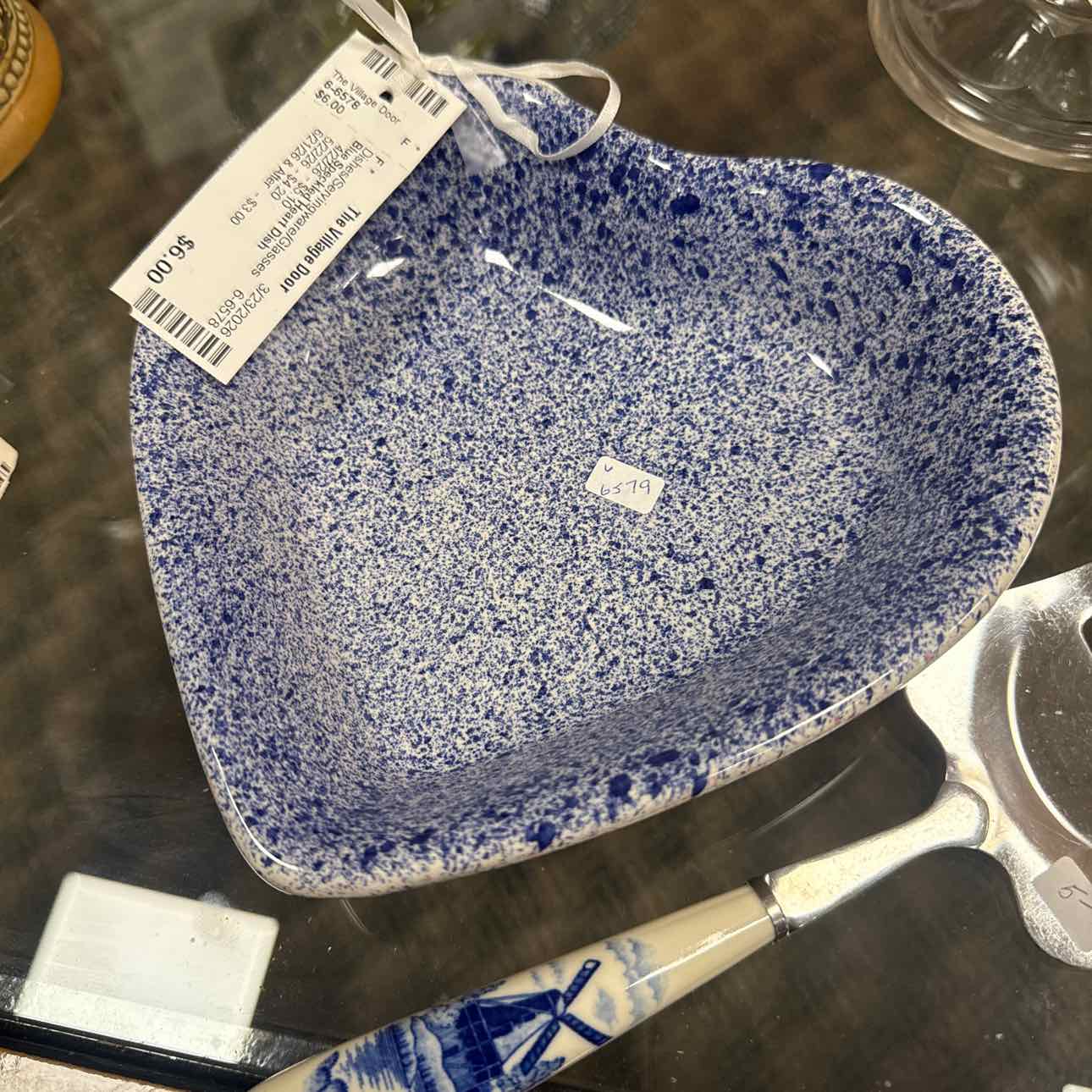 Blue Speckled Heart Dish