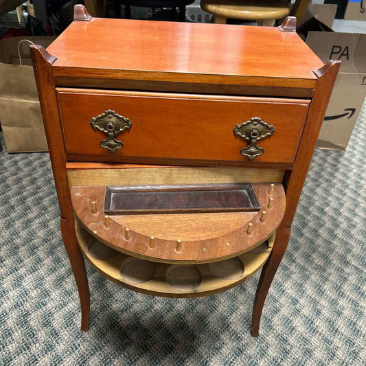Vintage Sewing Storage Table w/2 drawers and Tall Legs