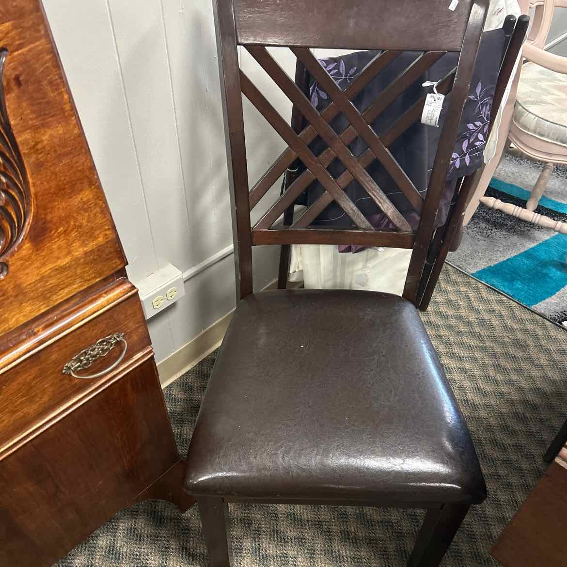Wood Chair w/Black Seat