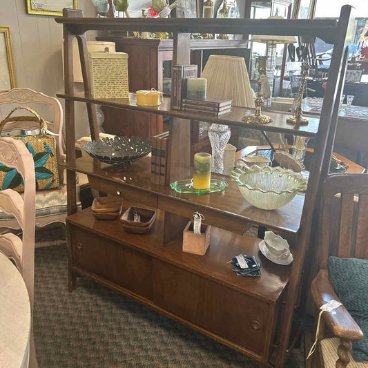 Mid Century Wood Room Divider/Book Shelf