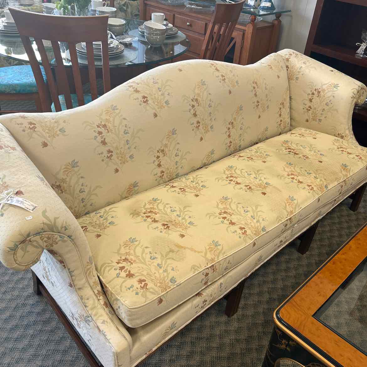 Camelback Sofa -Cream w/Pastel Flowers