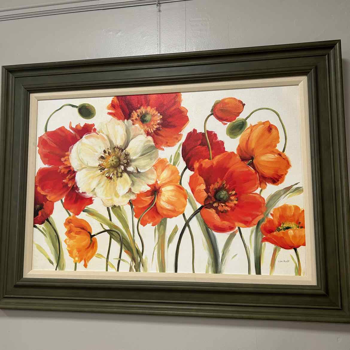 Picture of Red Poppies in Green Frame