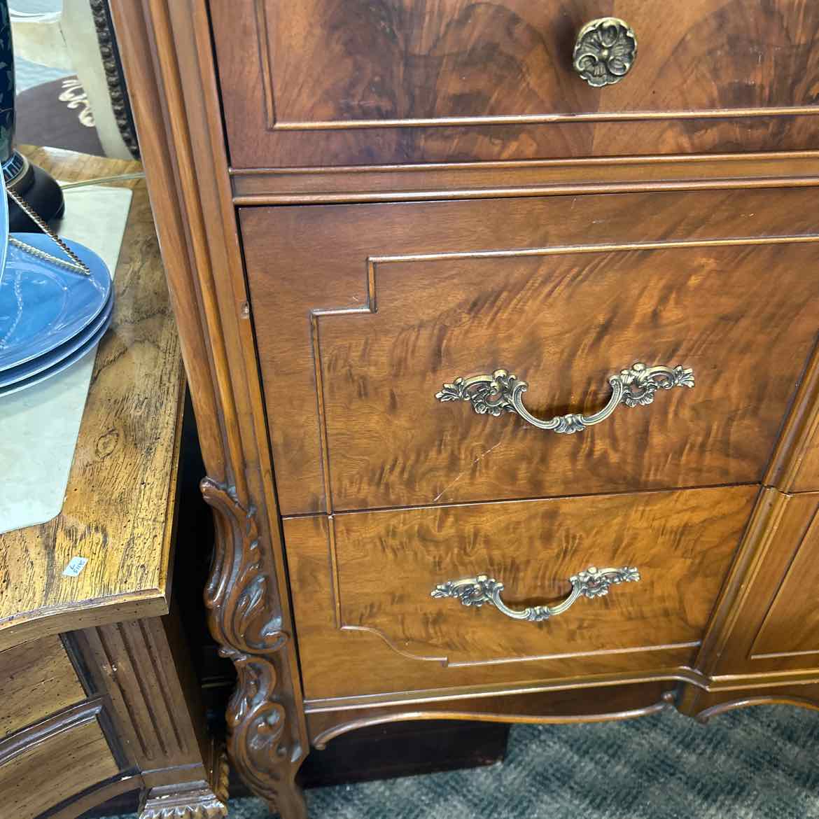 Vintage Wood Dresser w/Carved Legs AS IS