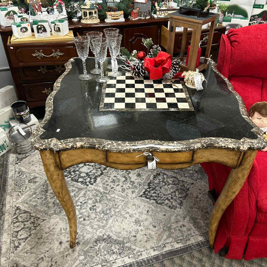 Marble Top Game Table w/Drawers -2 Sided Games