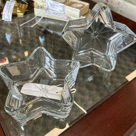 Pair Star Shape Glass Bowls