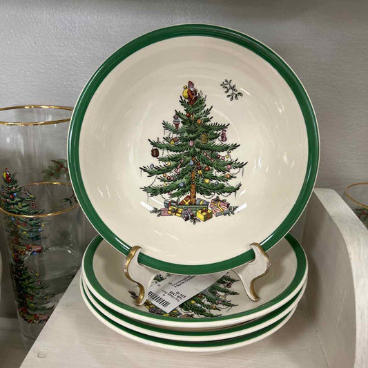 4 Spode Christmas Tree Cereal Bowls