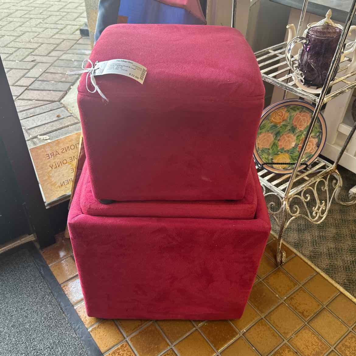 2 pc Rose Ottoman Small & Large