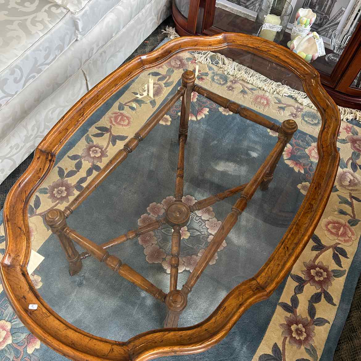 Glass Top Coffee Table w/Wood Legs