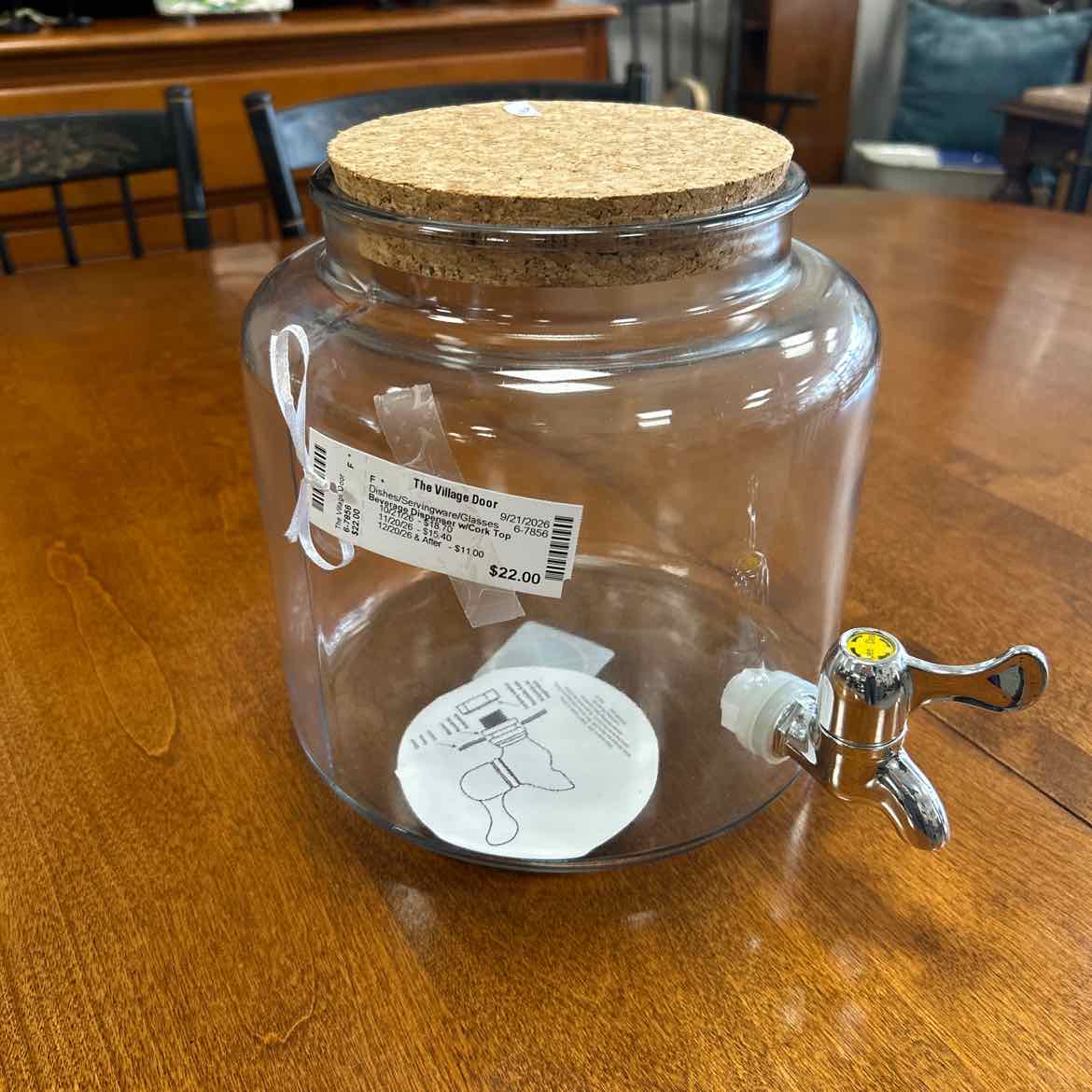 Beverage Dispenser w/Cork Top
