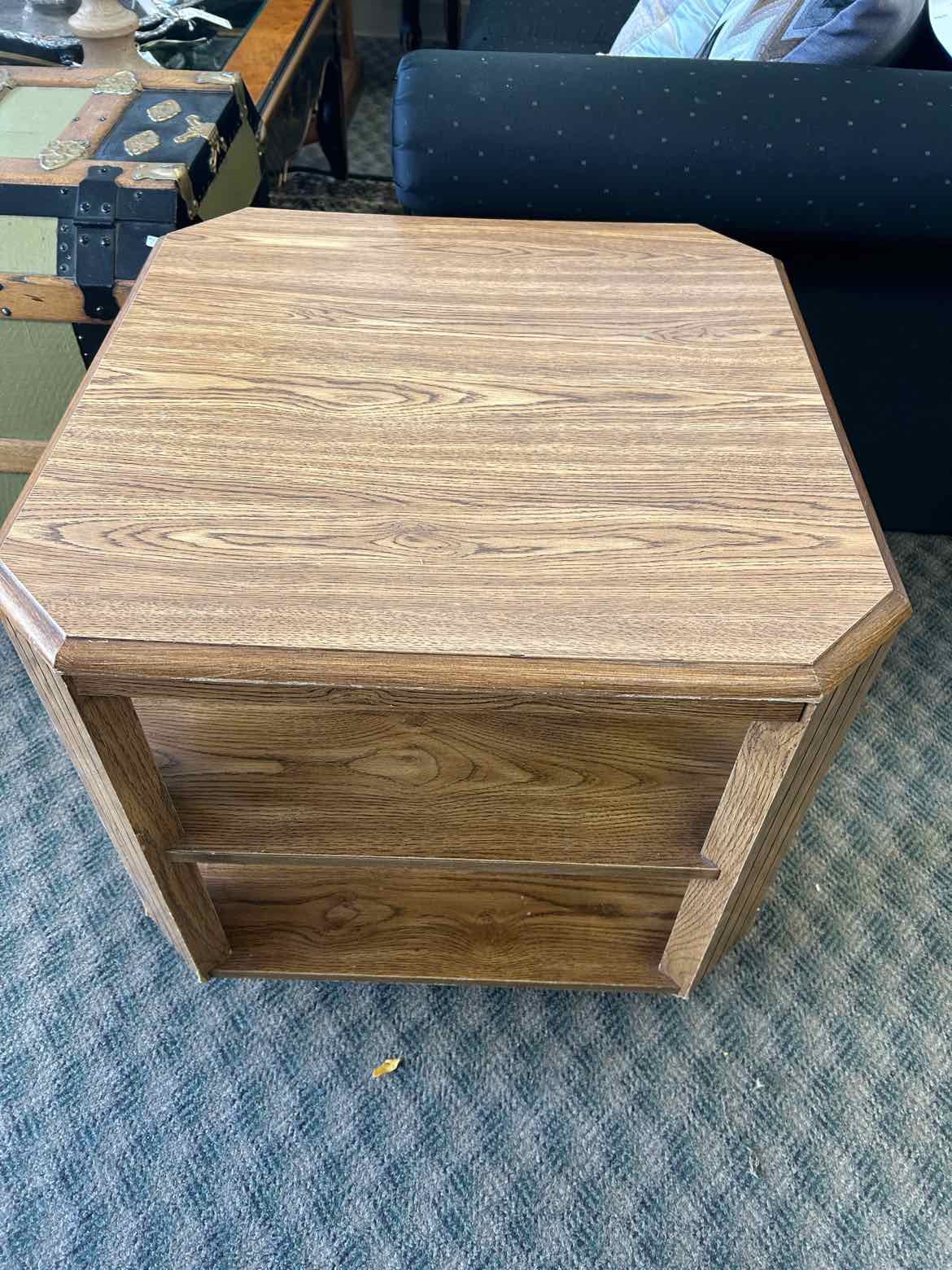 Square Wood Side Table w/2 Shelves