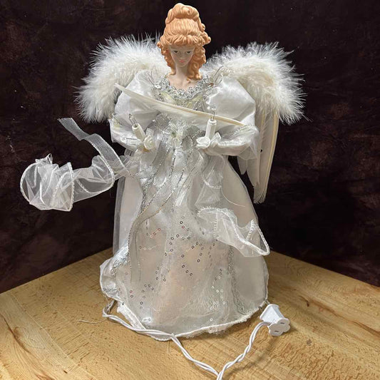 White Angel Tree Topper w/Lights