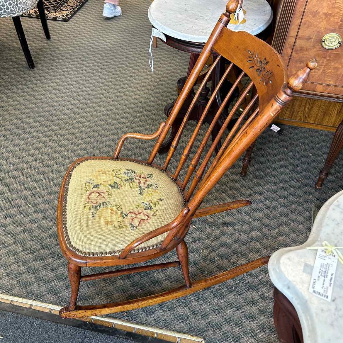 Vintage Rocker w/Needlepoint Seat