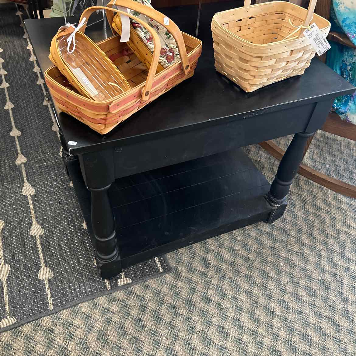 Black Wood End Table with Drawer