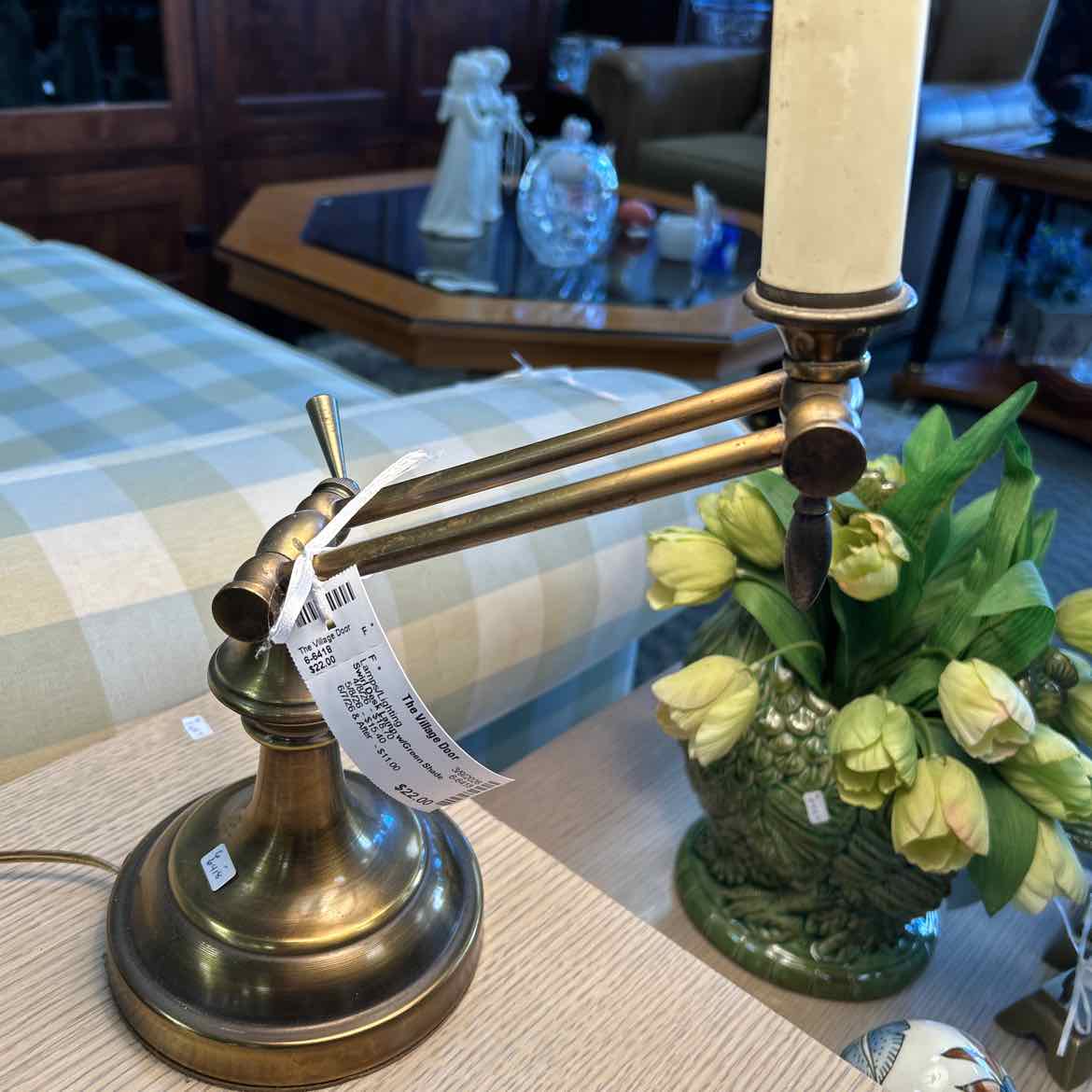 Swirl Desk Lamp w/Green Shade