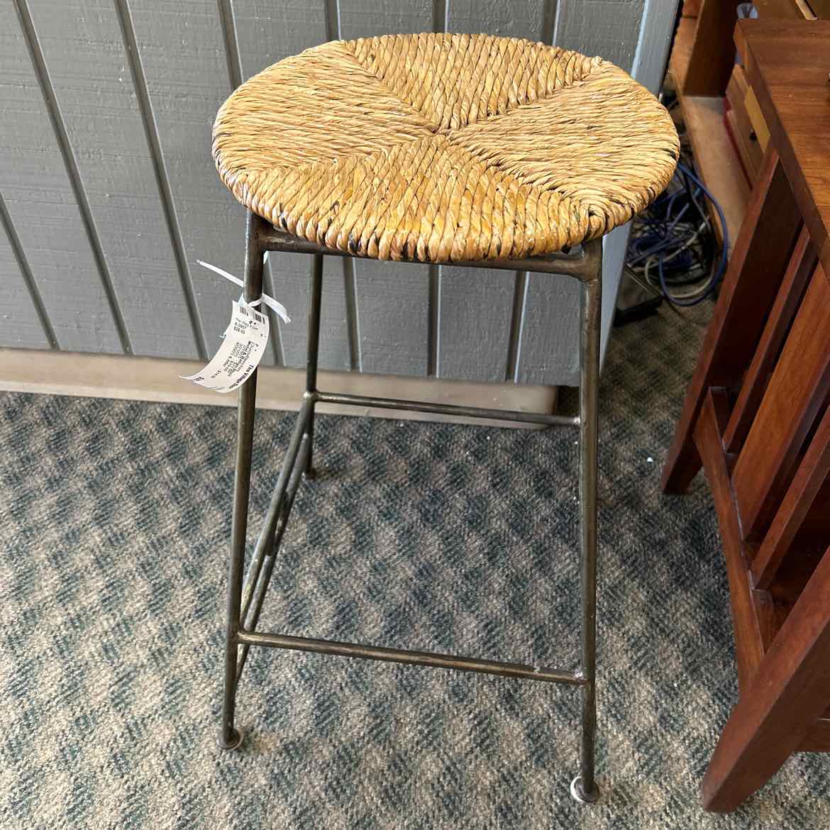 Metal & Rattan Stool