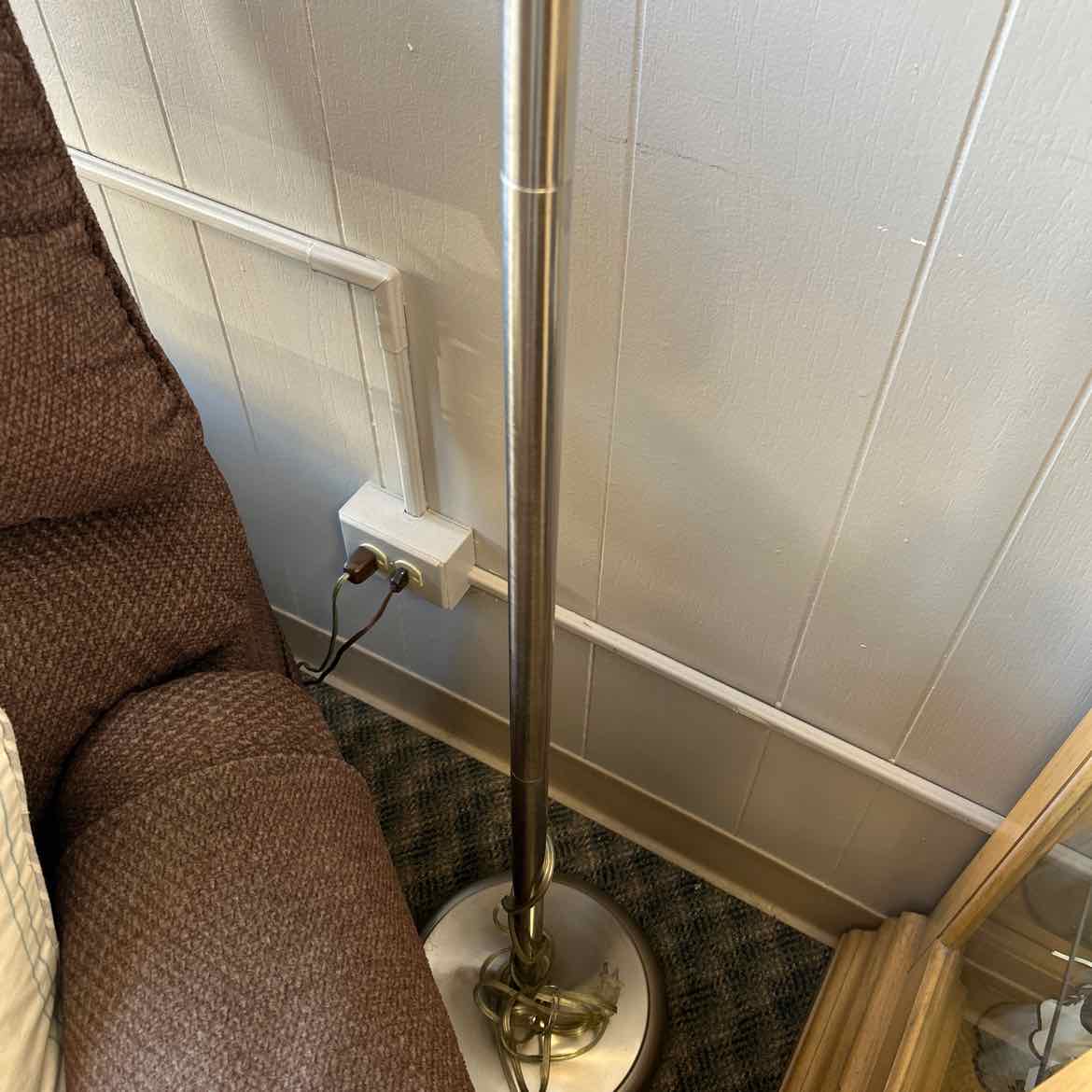 Tall Silver Floor Lamp w/Frosted Shade