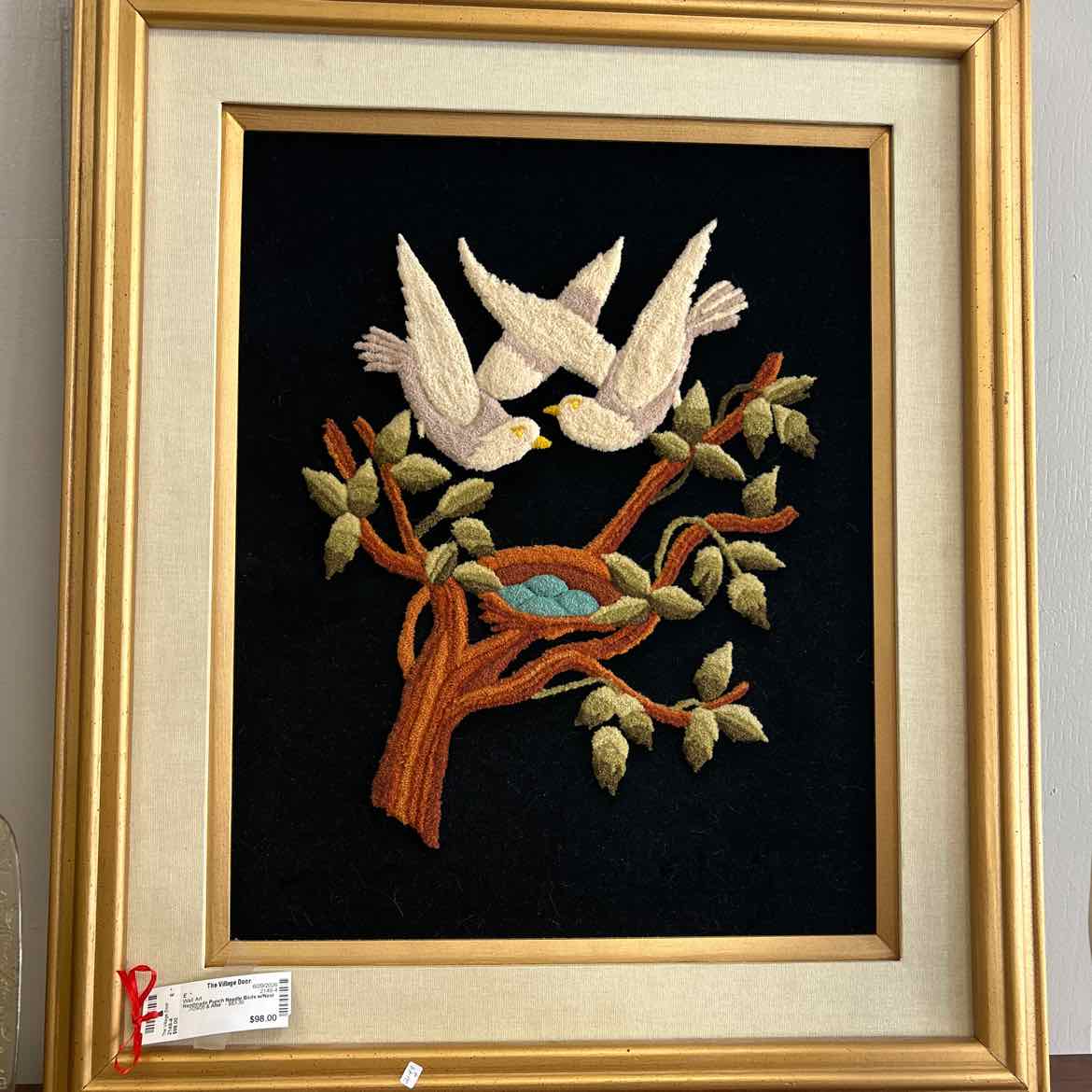 Handmade Punch Needle Birds w/Nest Picture