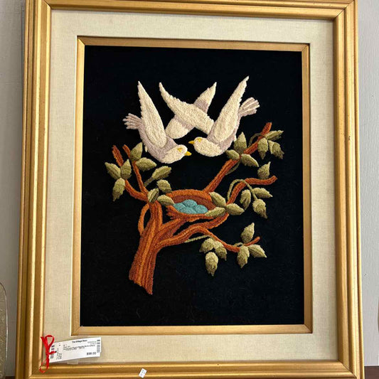 Handmade Punch Needle Birds w/Nest Picture