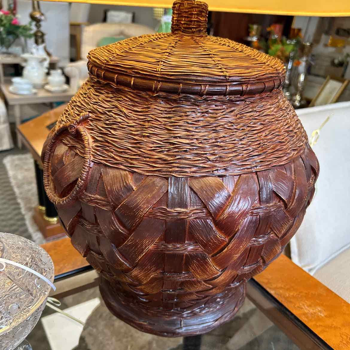 Large Basket Style Lamp w/Shade