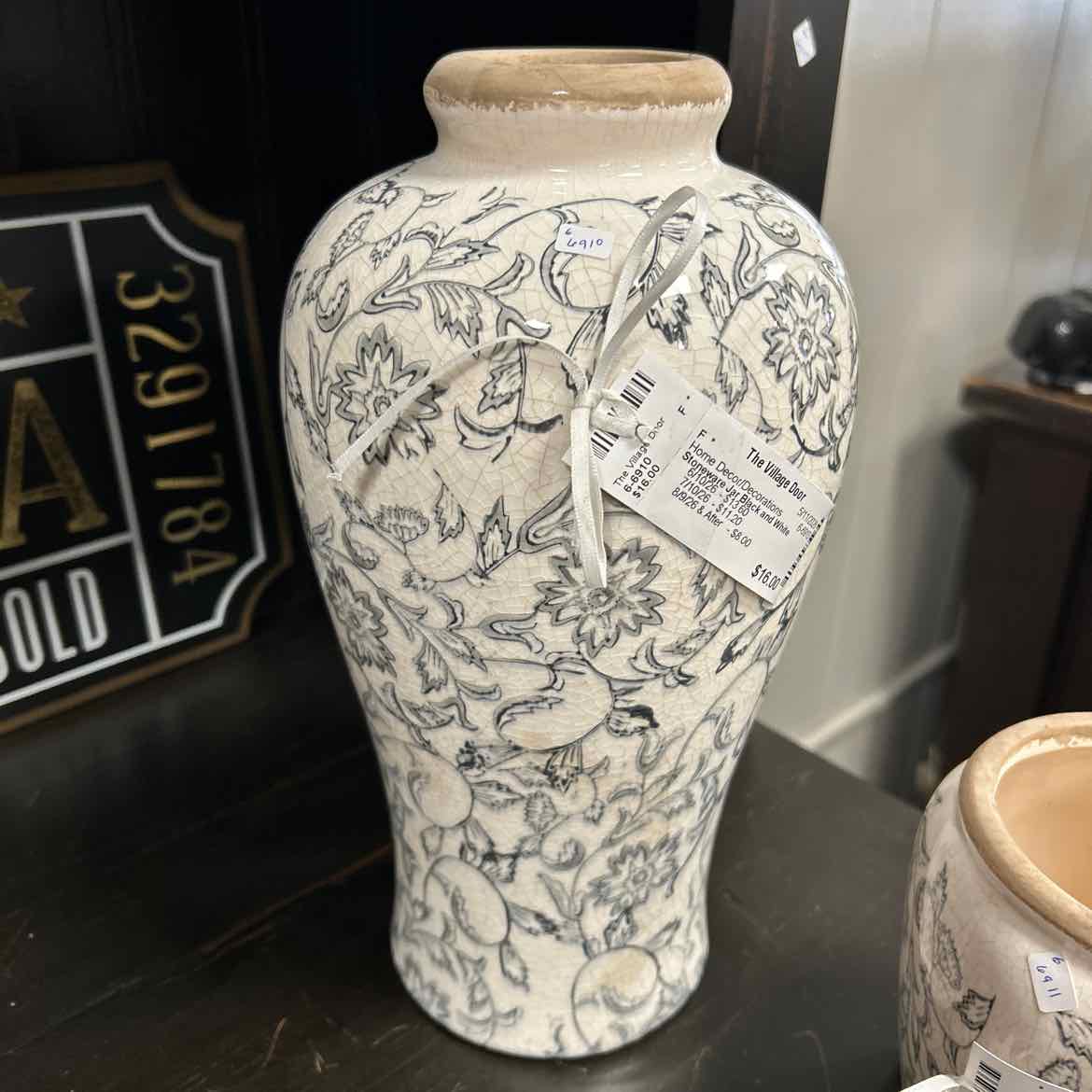 Stoneware Jar Black and White