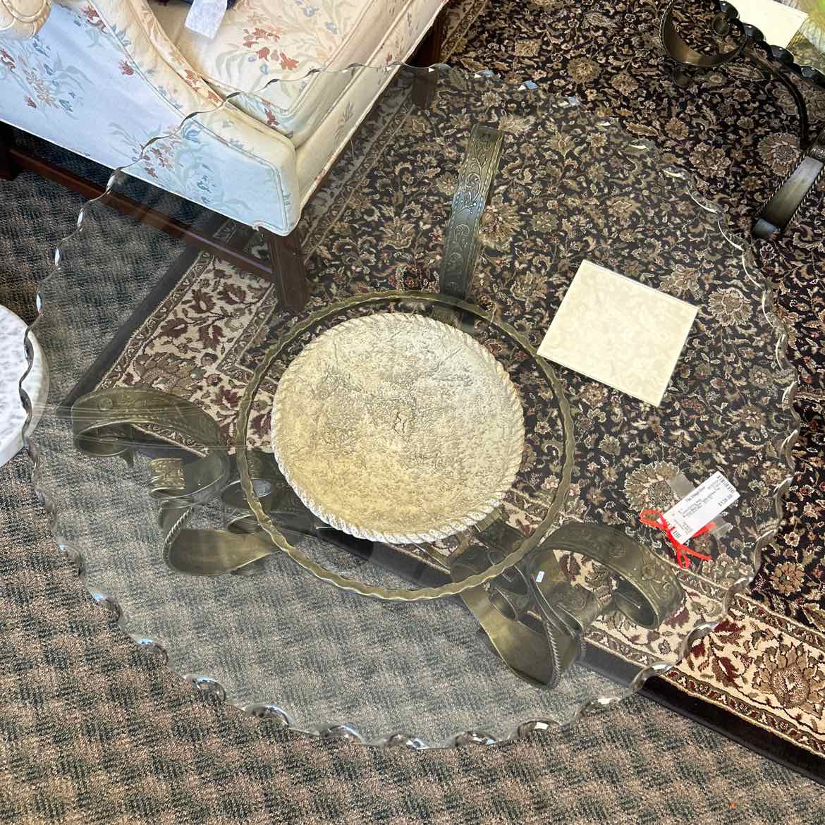 Bronze Metal End Table w/Glass Top