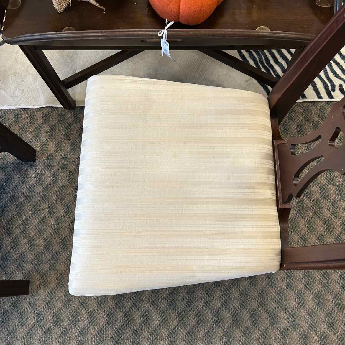 Wood Chair w/Cream Upholstered Seat