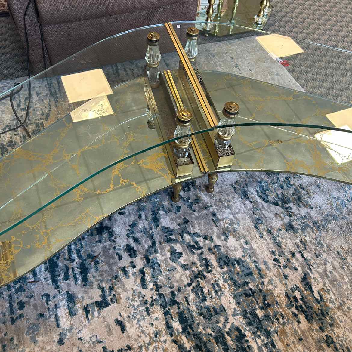 2 pc Kidney Shape Glass Coffee Table