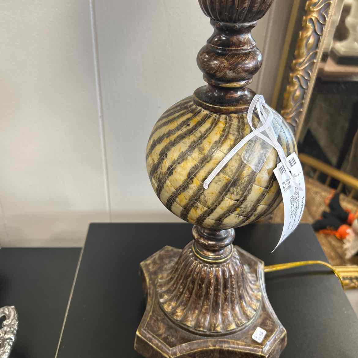 Black & Tan Metal Striped Lamp