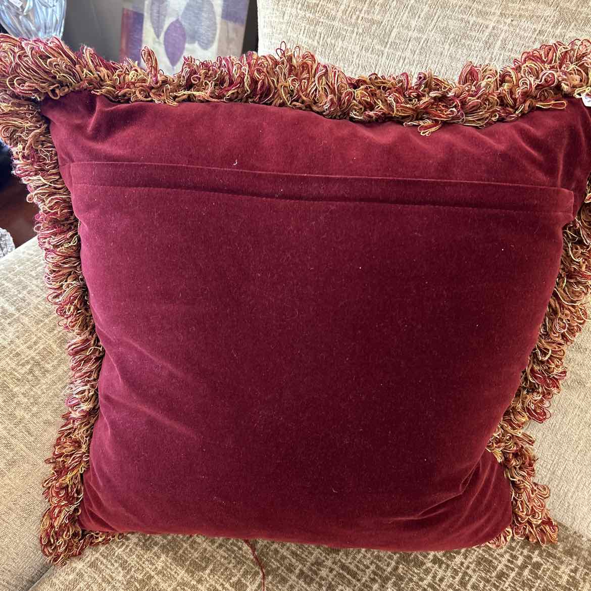 Tan & Rust Pillow w/Flowers in Center