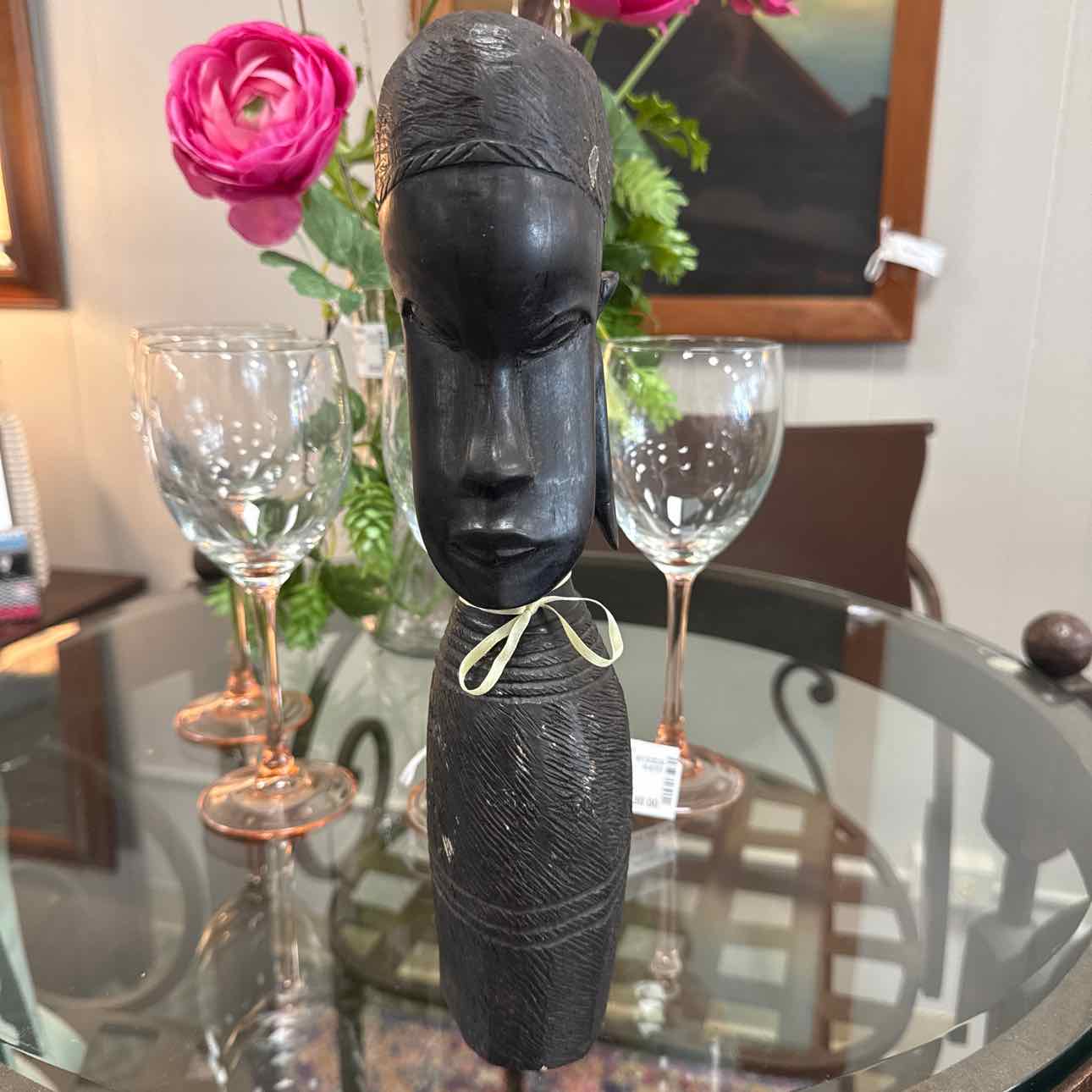 African Wooden Bust Sculpture