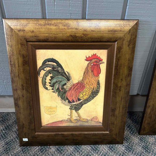 Rooster Picture in Gold Frame