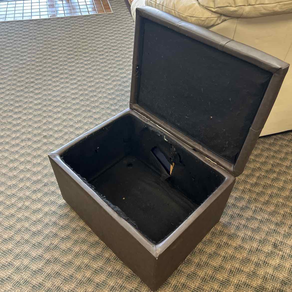 Brown Vinyl Storage Ottoman  AS IS