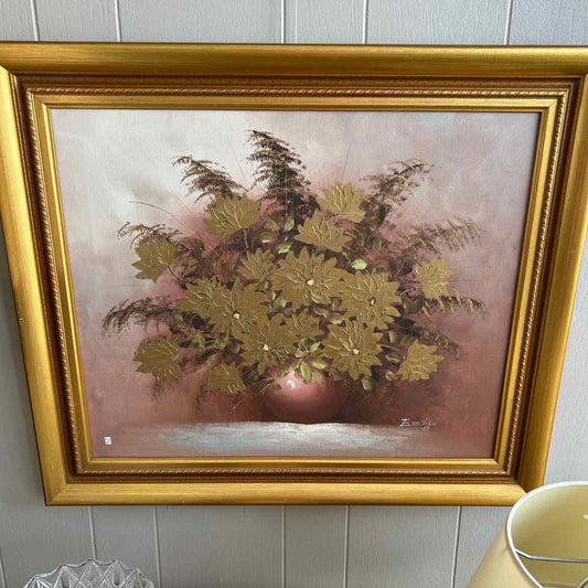 Oil Painting w/Gold Flowers