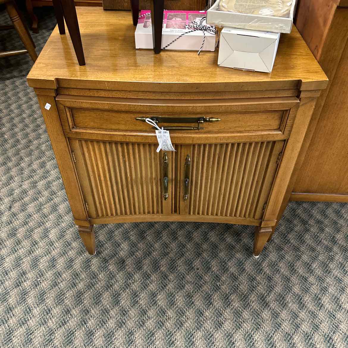 Wood Night Stand w/Brass Handles