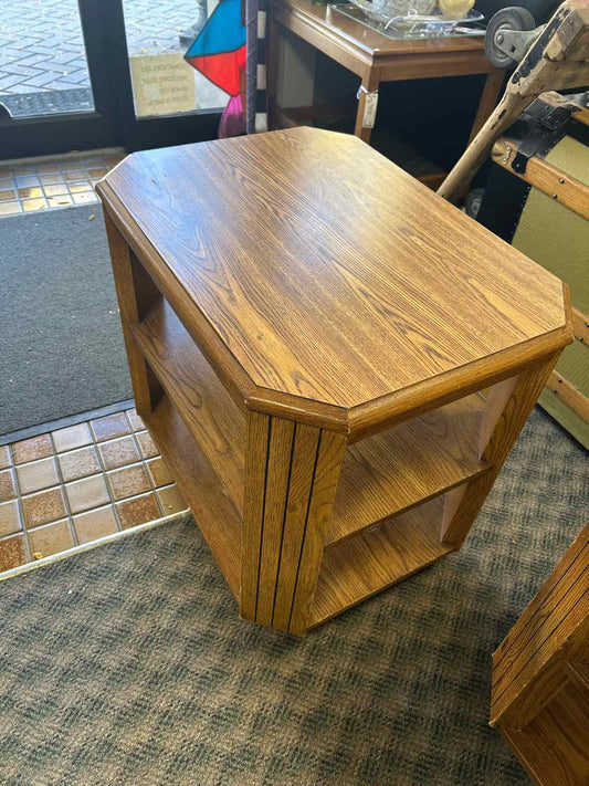 Small Wood Side Table w/2 Shelves