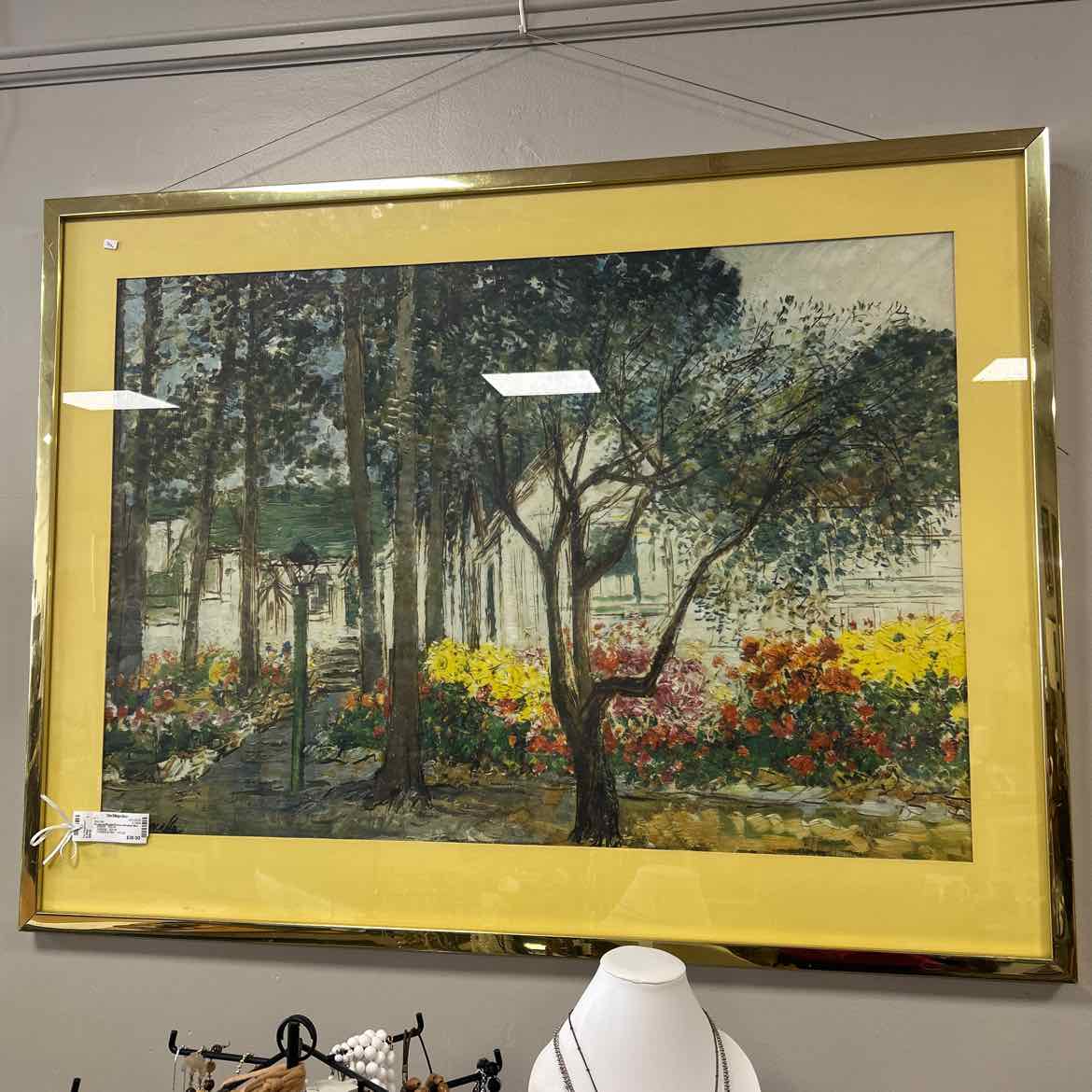 House in Woods Picture w/Yellow Mat
