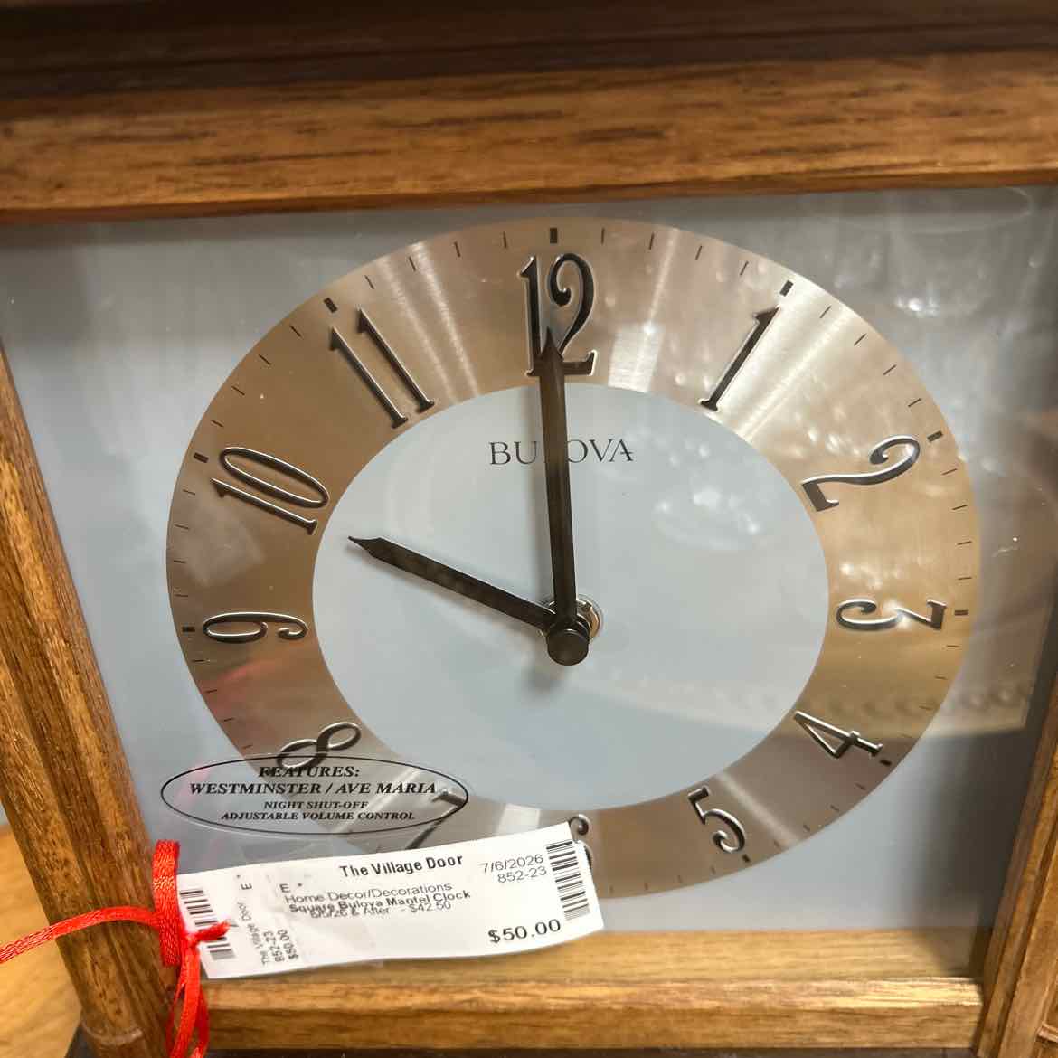 Square Bulova Mantel Clock