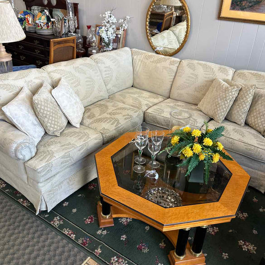 Cream Flexsteel Sectional Couch w/Ferns