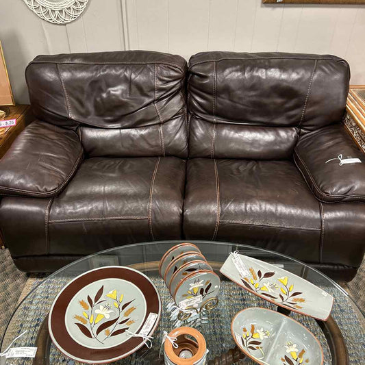Brown Leather Recliner Loveseat AS IS