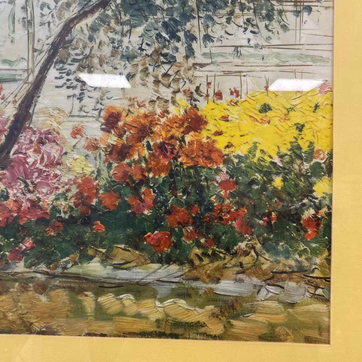 House in Woods Picture w/Yellow Mat